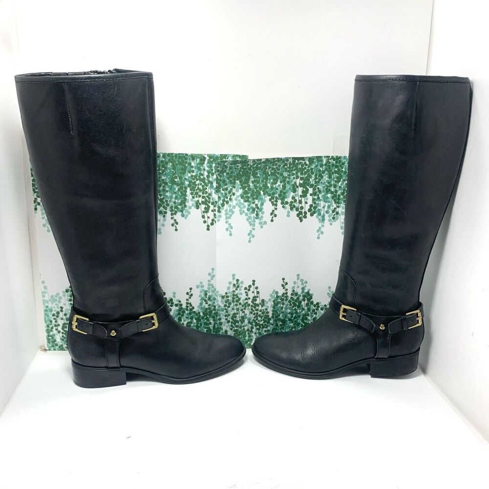LAUREN RALPH  MARION TALL BLACK Leather BOOTS Women SIZE 6 B